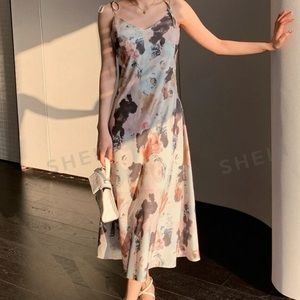 Dazy Allover Print Knot Shoulder Cami Dress by Shein